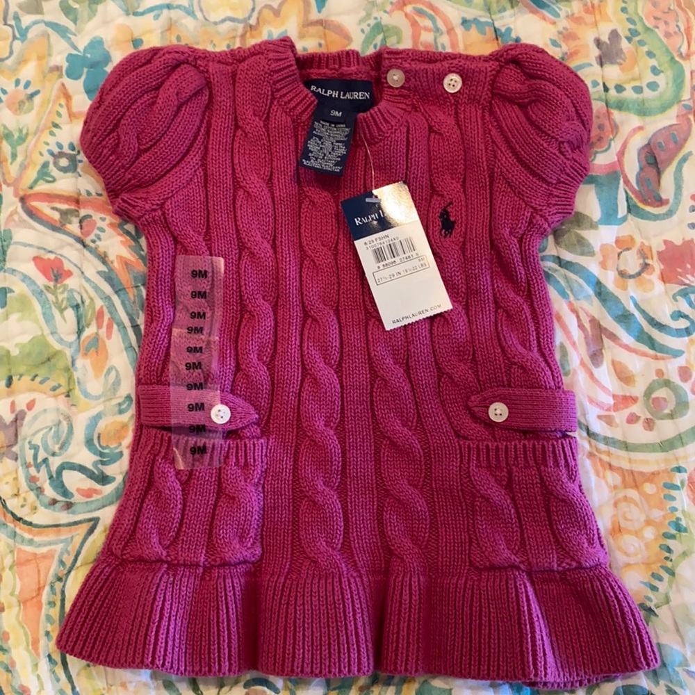 NEW Ralph Lauren Pink SS Sweater Dress 9 Months